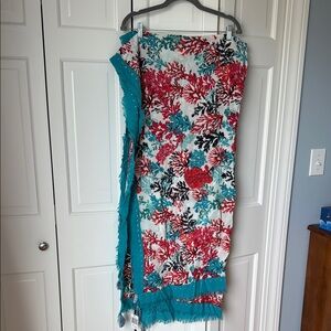 Vera Bradley Coral Reef Scarf in Red and Teal